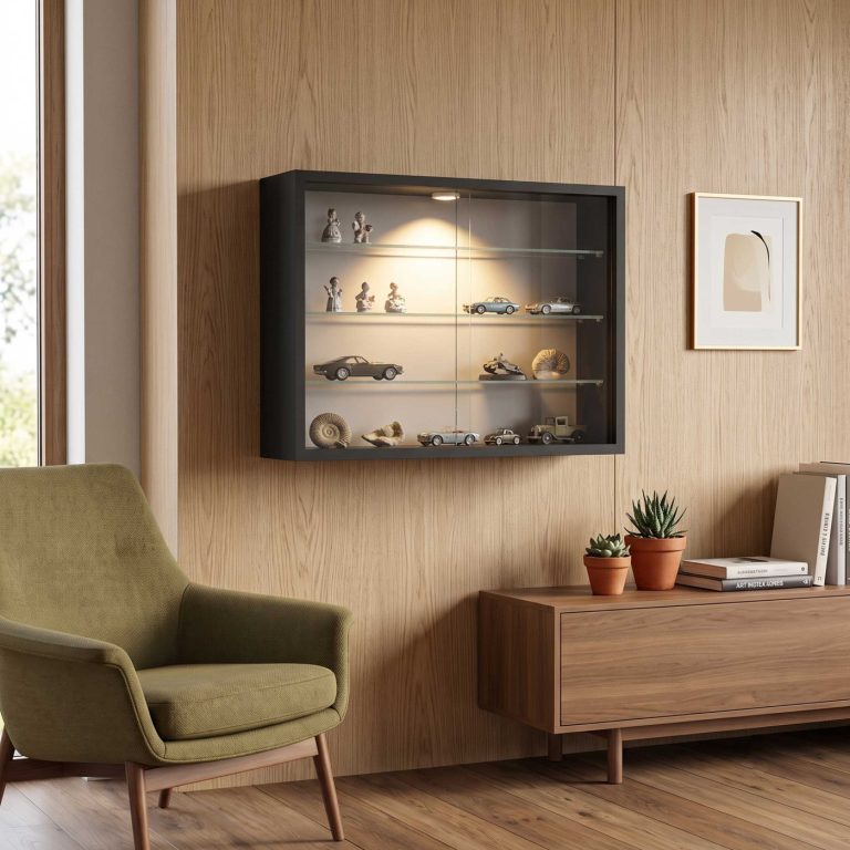 VDD – Vitrine – Vitrine mit Glas – Vitrine mit LED-Beleuchtung – Vitrine – 50 x 12 x 40 cm – Schwarz - alternatives Bild