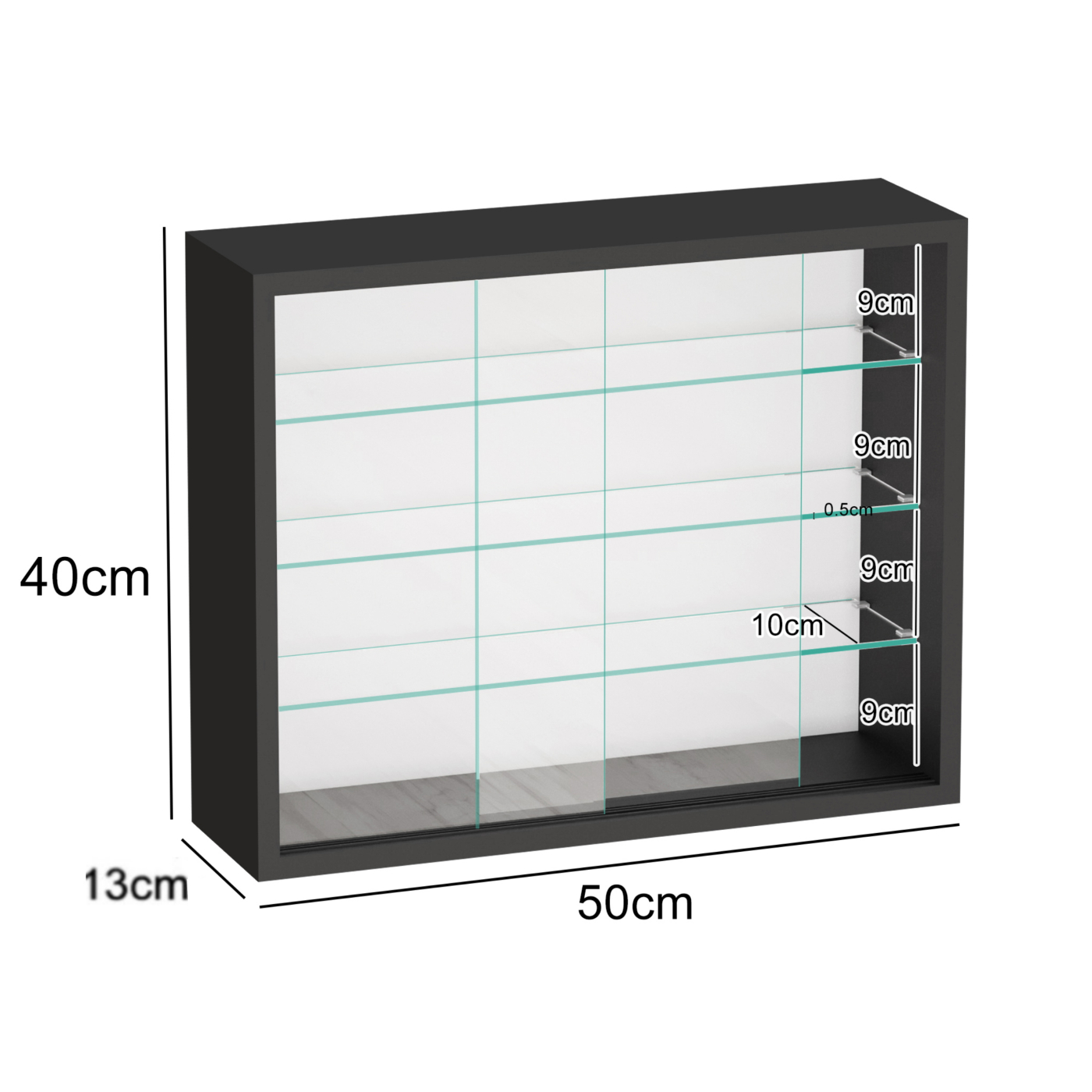 VDD – Vitrine – Vitrine mit Glas – Vitrine mit LED-Beleuchtung – Vitrine – 50 x 12 x 40 cm – Schwarz - VDD World DE VDD – Vitrine – Vitrine mit Glas – Vitrine mit LED-Beleuchtung – Vitrine – 50 x 12 x 40 cm – Schwarz - VDD World DE