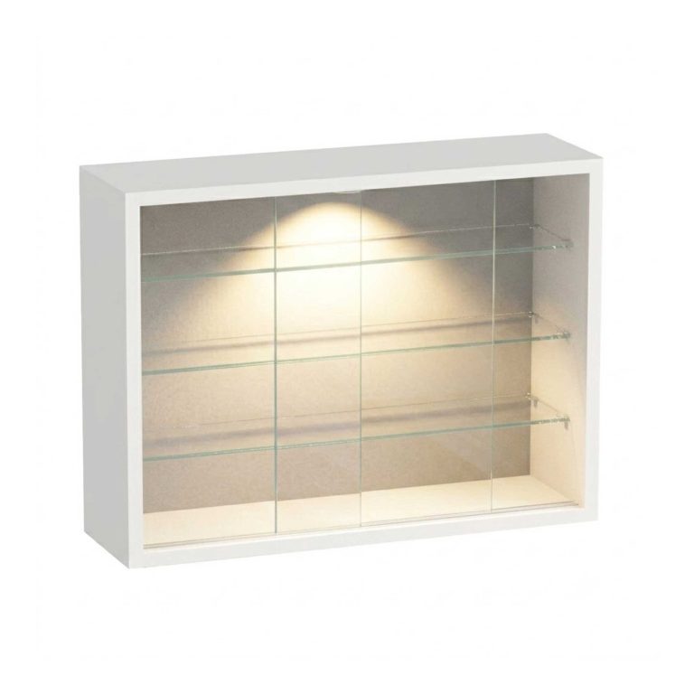 VDD – Vitrine – Vitrine mit Glas – Vitrine mit LED-Beleuchtung – Vitrine – 50 x 12 x 40 cm – weiß
