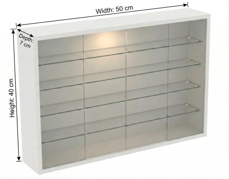 VDD – Vitrine – Vitrine mit Glas – Vitrine mit LED-Beleuchtung – Vitrine – 50 x 7 x 40 cm – weiß - alternatives Bild