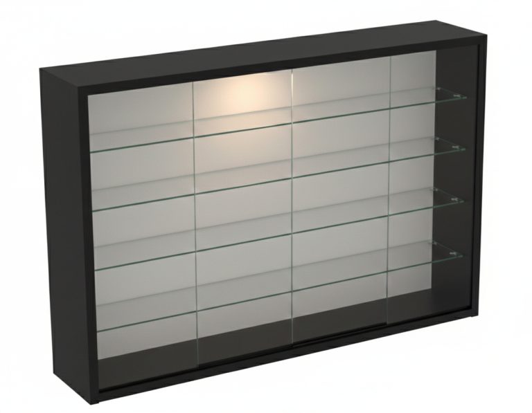 VDD – Vitrine – Vitrine mit Glas – Vitrine mit LED-Beleuchtung – Vitrine – 75 x 14 x 55 cm – Schwarz