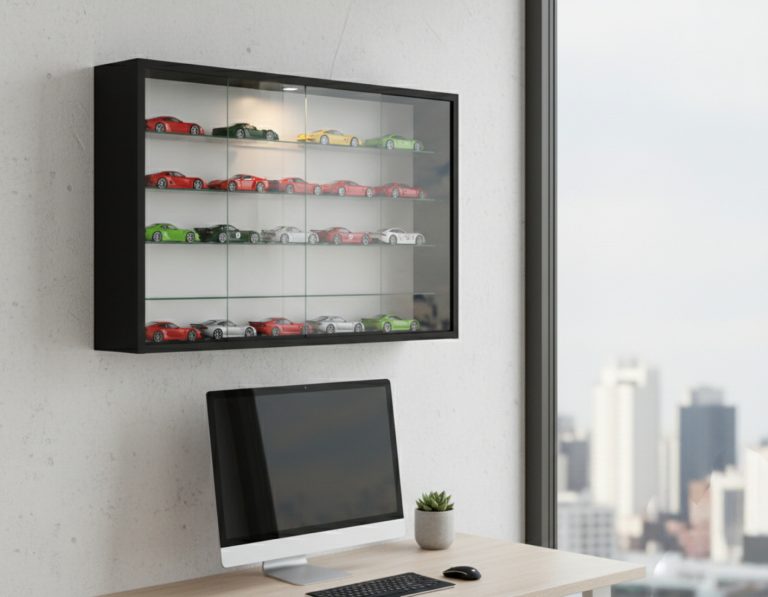 VDD – Vitrine – Vitrine mit Glas – Vitrine mit LED-Beleuchtung – Vitrine – 75 x 14 x 55 cm – Schwarz - alternatives Bild
