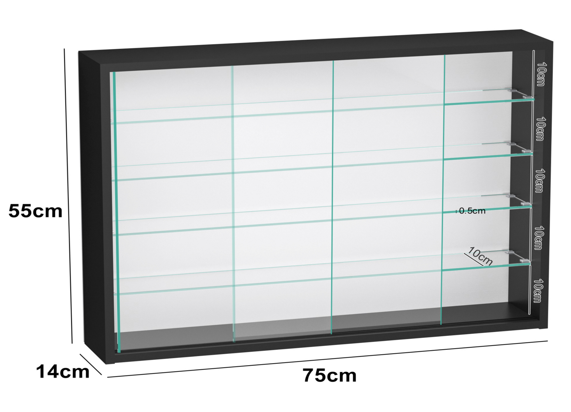 VDD – Vitrine – Vitrine mit Glas – Vitrine mit LED-Beleuchtung – Vitrine – 75 x 14 x 55 cm – Schwarz - VDD World DE VDD – Vitrine – Vitrine mit Glas – Vitrine mit LED-Beleuchtung – Vitrine – 75 x 14 x 55 cm – Schwarz - VDD World DE