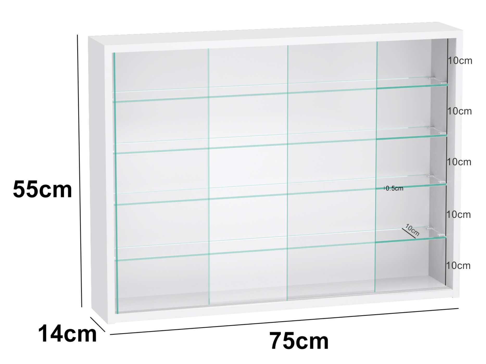 VDD – Vitrine – Vitrine mit Glas – Vitrine mit LED-Beleuchtung – Vitrine – 75 x 14 x 55 cm – weiß - VDD World DE VDD – Vitrine – Vitrine mit Glas – Vitrine mit LED-Beleuchtung – Vitrine – 75 x 14 x 55 cm – weiß - VDD World DE