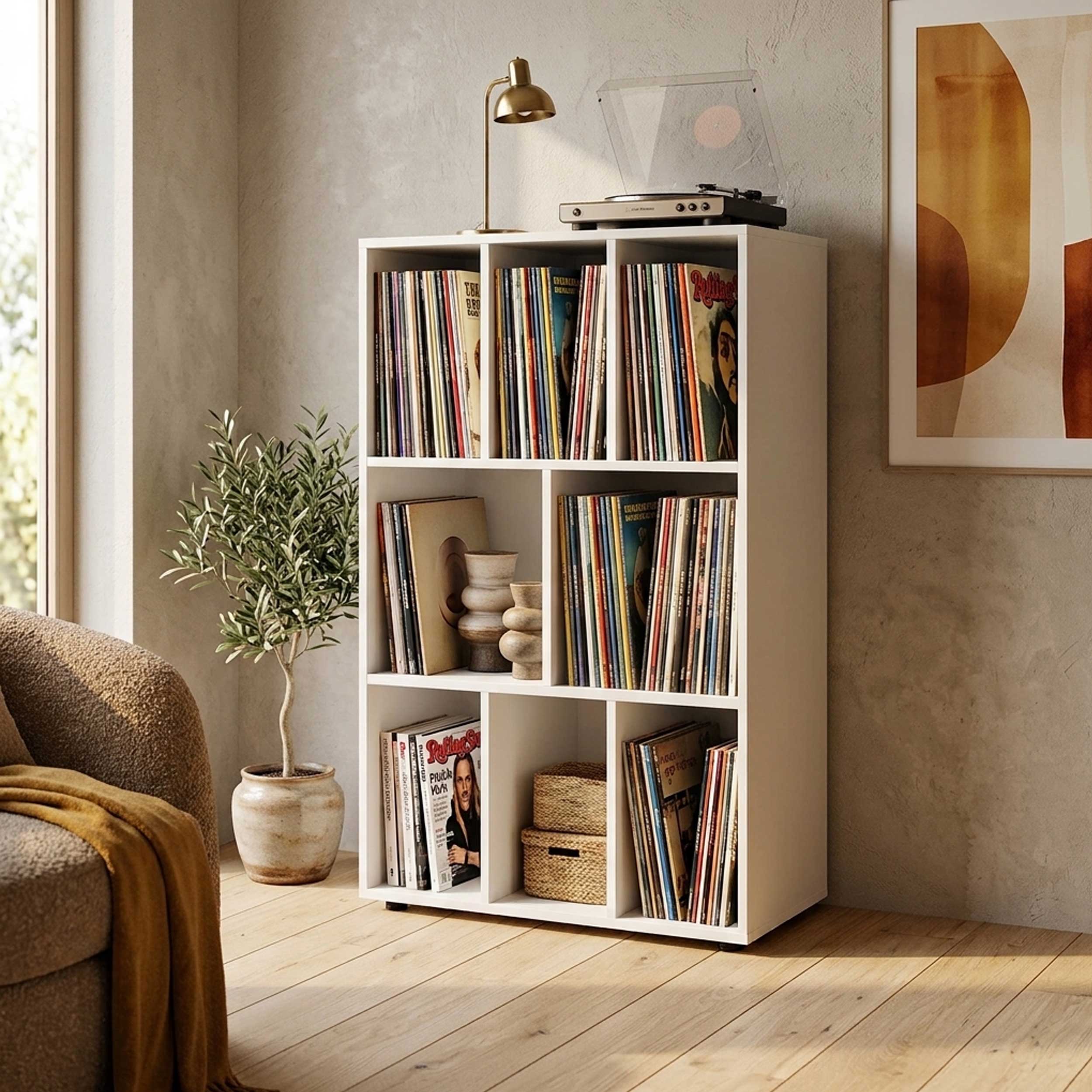 LP-Schallplattenschrank - Plattenschrank - Aufbewahrungsregal - Plattenregal - Bücherregal – Weiß - alternatives Bild