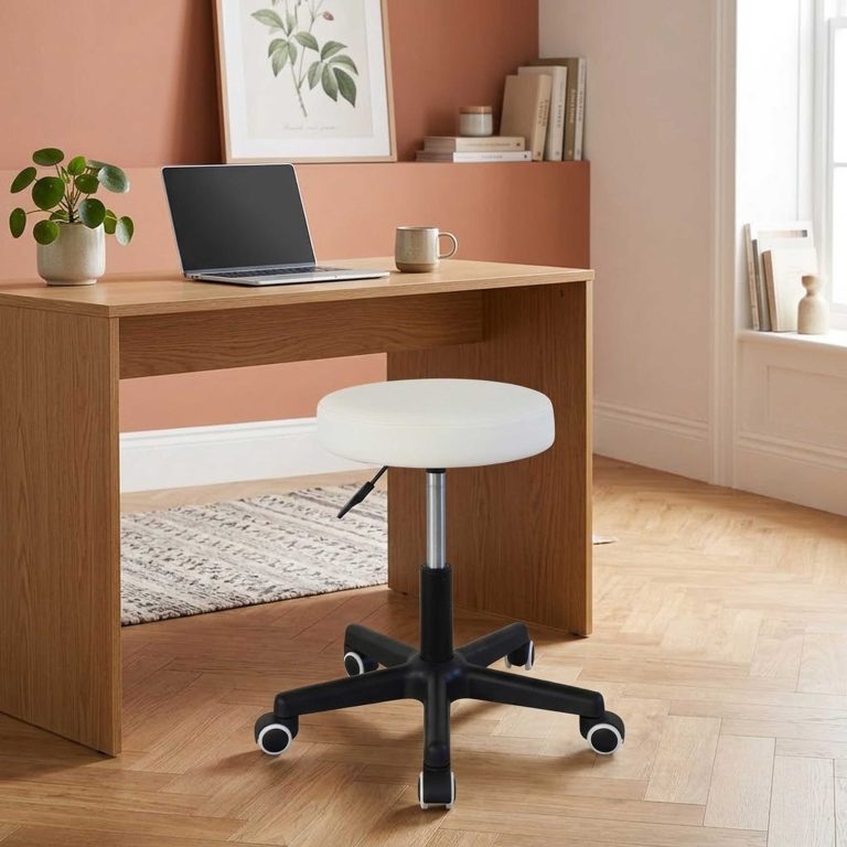 Bürostuhl Hocker - Schreibtischhocker - Bürohocker - mit Rollen - höhenverstellbar - schwarz - VDD World DE