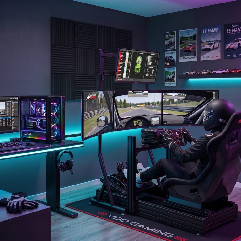 VDD Gaming Vierfach-Monitorständer für Rennsimulator – Schwarz - alternatives Bild