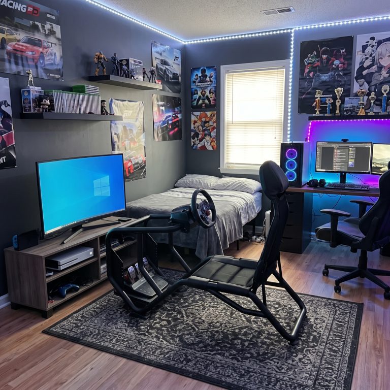 VDD Gaming – Sim-Racing-Cockpit – Kompaktes Sim-Racing-Cockpit – F1-Sim-Racing – Schwarz - alternatives Bild